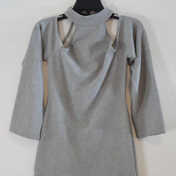 NWT, Michael Costello x Revolve, Halter Cold Shoulder Sweatshirt Dress, Gray - Picture 3 of 8
